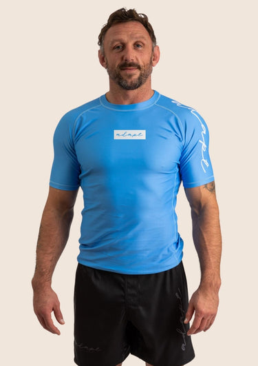 Men’s original BJJ rashguard in Sky Blue, minimalistic design, 100% IBJJF legal.