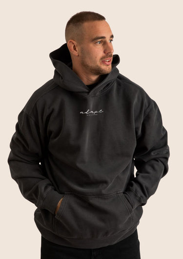 Unisex Faded Black Embroidered Hoodie