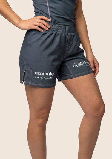 Neutonic x Adapt Comp Team shorts gunmetal grey front view