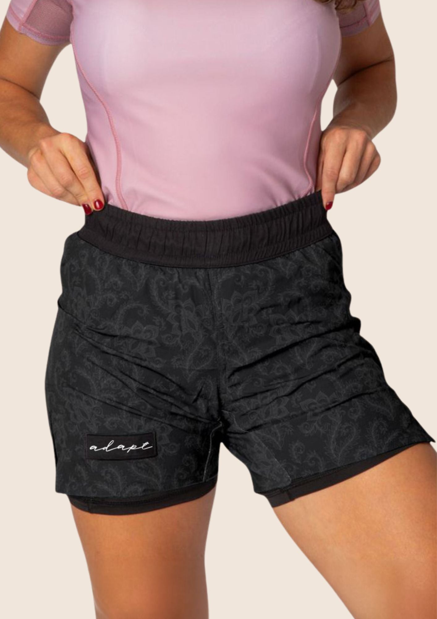 Unisex Dual-Layer Grappling Shorts – Black Paisley | BJJ