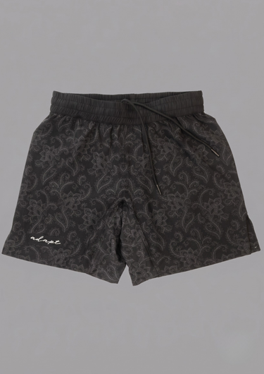 Women's Dual‑Layer Combination Shorts – Black Paisley