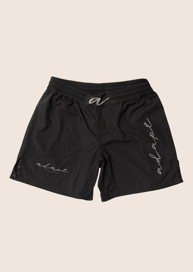 Unisex Jiu‑Jitsu training shorts in solid black; lightweight fabric with adjustable waistband