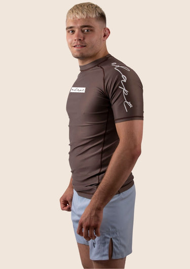 Men’s original BJJ rashguard in mocha, minimalistic design, 100% IBJJF legal.