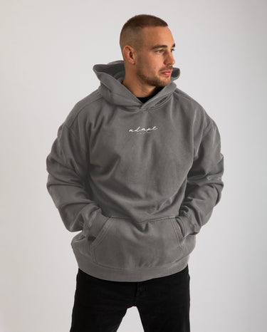 Faded Grey Embroidered Hoodie