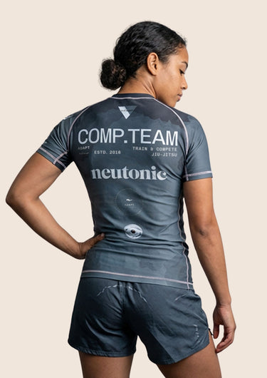 Womens Neutonic x Adapt Comp Team rashguard gunmetal grey rear view
