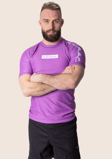 Men’s original orchid purple BJJ rashguard, minimalistic design, 100% IBJJF legal.
