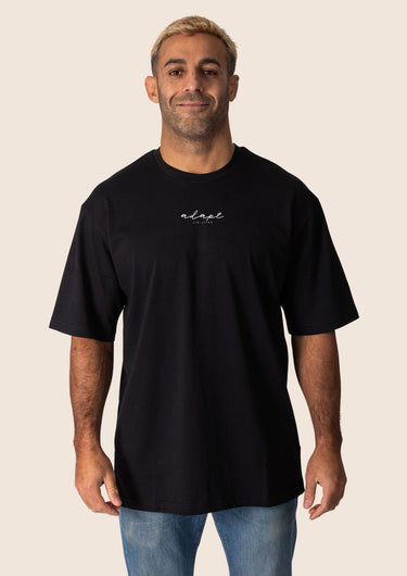 Heavy oversized crew neck cotton t-shirt in Black