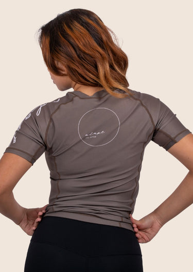 Women’s original BJJ rashguard in Mocha, minimalistic design, 100% IBJJF legal. 
