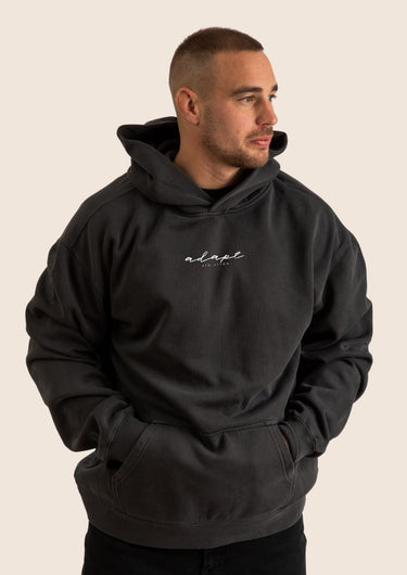 Unisex Faded Black Embroidered Hoodie