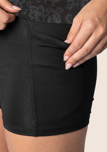 Women's Dual‑Layer Combination Shorts – Black Paisley