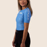 Women’s original BJJ rashguard in Sky Blue, minimalistic design, 100% IBJJF legal. 