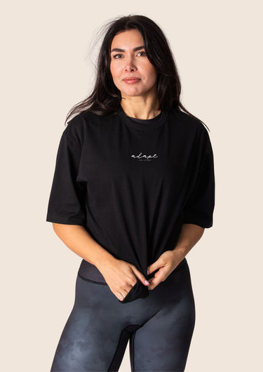 Heavy oversized crew neck cotton t-shirt in Black
