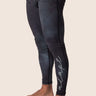 Men’s compression training spats with black smoke print; full‑length; four‑way stretch material.