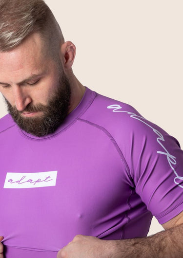 Men’s original orchid purple BJJ rashguard, minimalistic design, 100% IBJJF legal. 