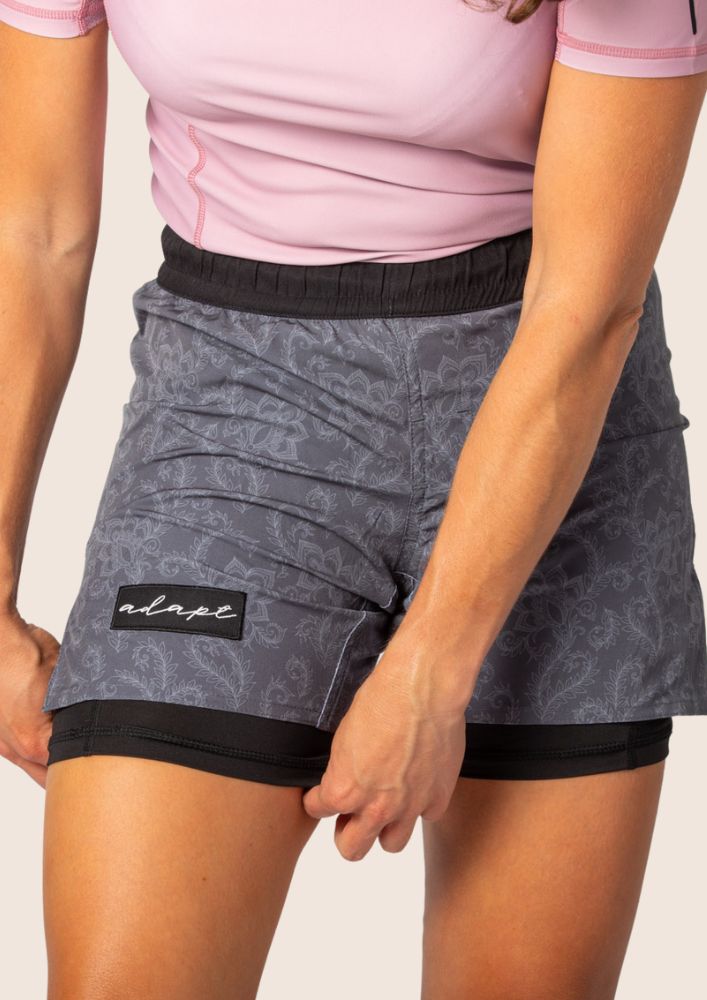 Adapt Unisex Combination Shorts - Dark Grey Paisley