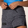 Unisex Jiu Jitsu dual‑layer combination shorts featuring dark grey paisley print; internal compression layer; flexible fit.