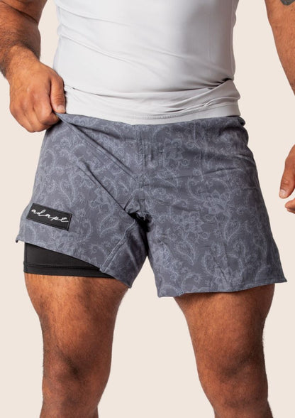 Unisex Combination Shorts - Dark Grey Paisley