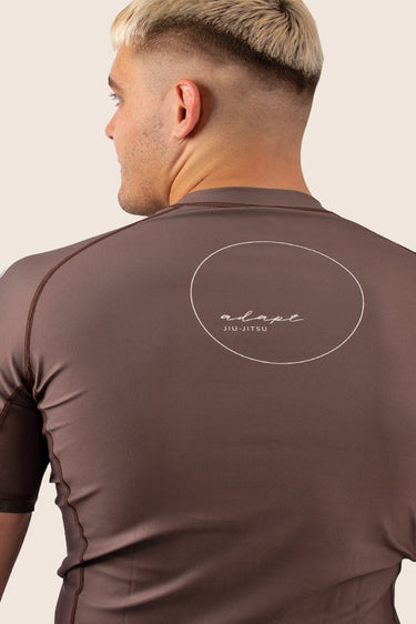 Men’s original BJJ rashguard in mocha, minimalistic design, 100% IBJJF legal. 