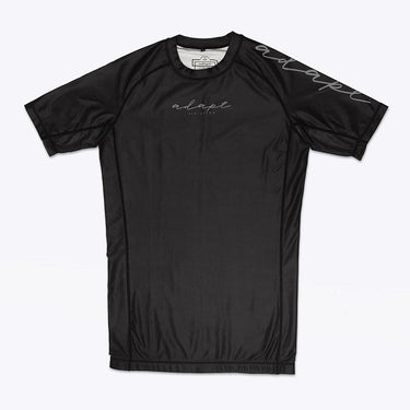Women’s classic BJJ rashguard in Black; feminine cut; simple classic design.