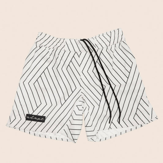 Unisex Combination Shorts - Geometric White